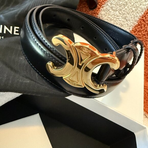 Celine Medium Triomphe Belt in Leather, Black - Size EU 95 ( US 8/10) - Picture 2 of 11